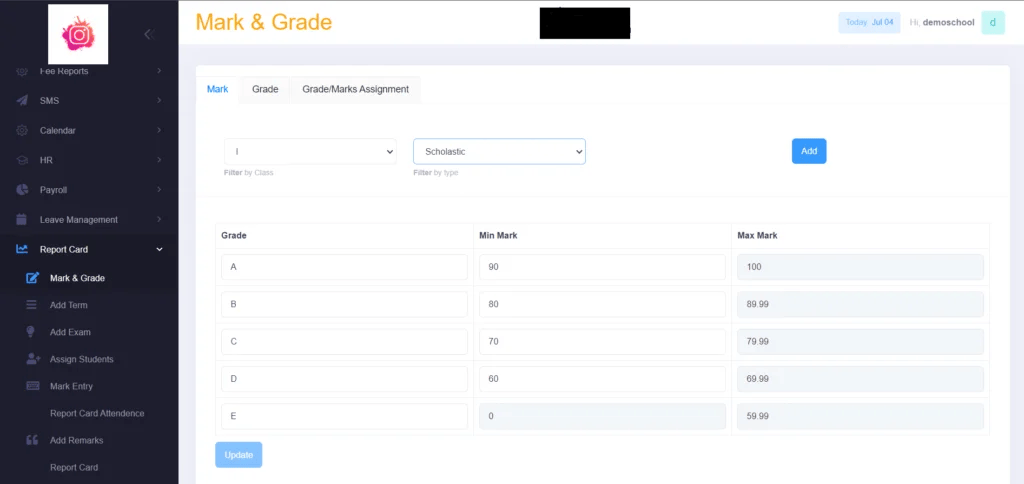 Mark Entry & Report Cards